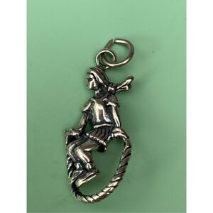 Girl Jump Roping Sterling Silver Jewelry Charm #play